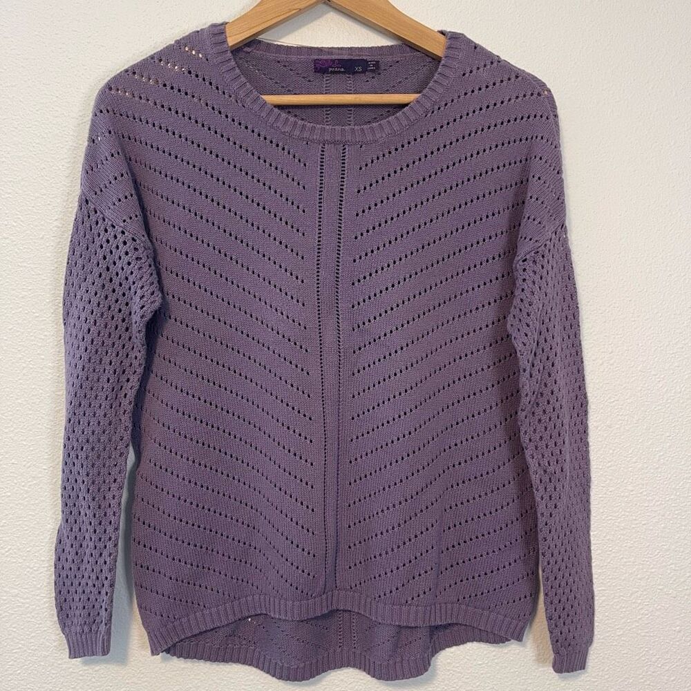 Prana Parker Mountain Open Knit Purple Lavender‎ Sweater Size XS